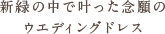 新緑の中で叶った念願のウエディングドレス