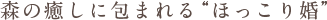森の癒しに包まれる“ほっこり婚”